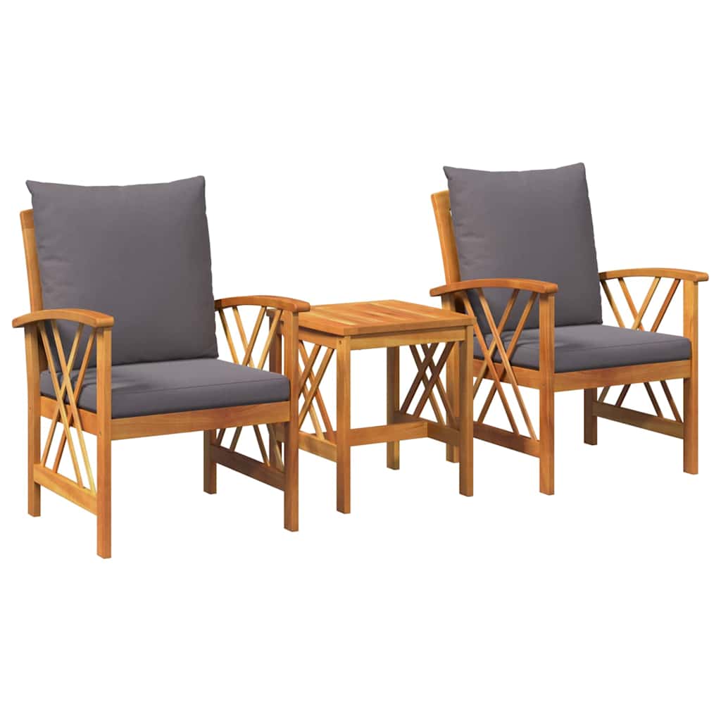 Garden Sofa Set with Cushion 3 pcs Brown Solid acacia wood