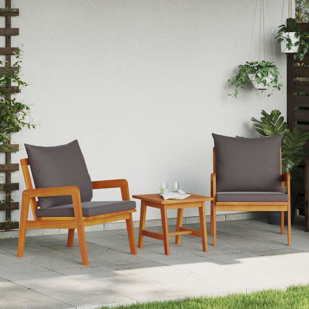 Garden Chair with Cushion 2 pcs Brown Solid Acacia wood