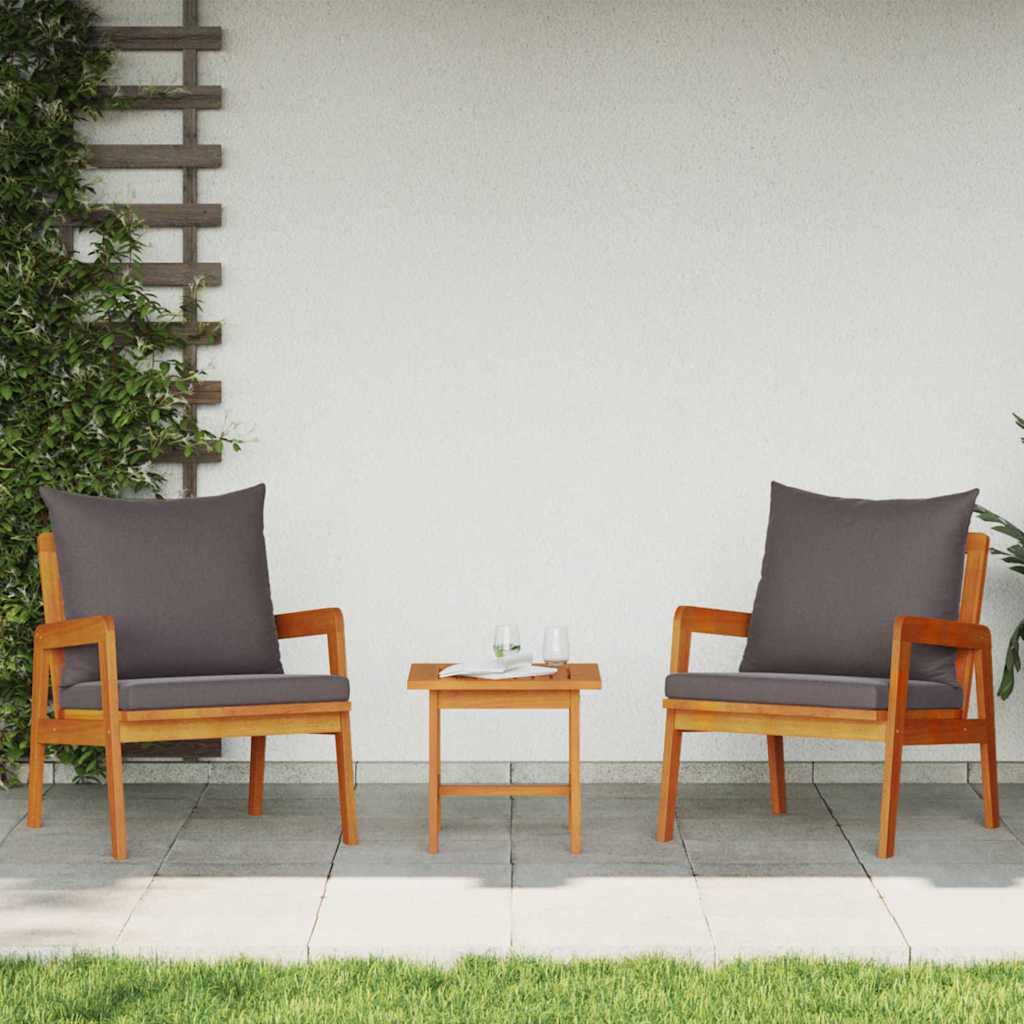 Garden Chair with Cushion 2 pcs Brown Solid Acacia wood