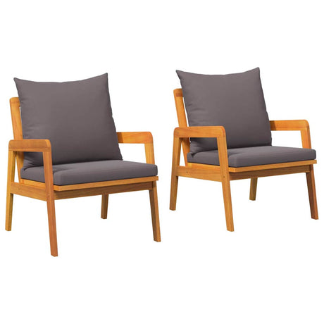 Garden Chair with Cushion 2 pcs Brown Solid Acacia wood