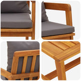 Bistro Set with Cushion 2 pcs Brown Solid Acacia wood