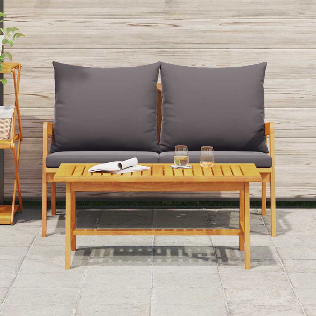 Bistro Set with Cushion 2 pcs Brown Solid Acacia wood