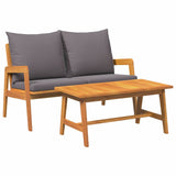 Bistro Set with Cushion 2 pcs Brown Solid Acacia wood