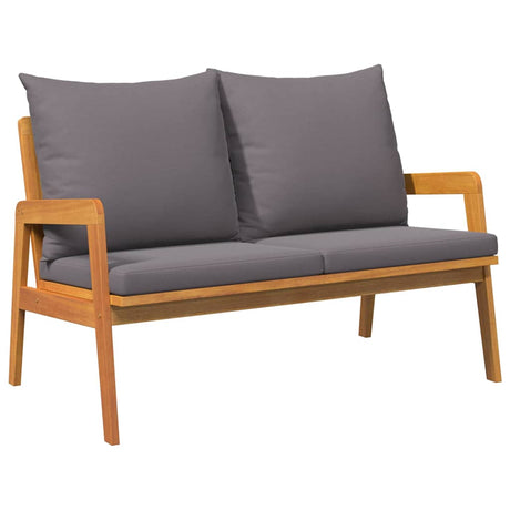 Bistro Set with Cushion 2 pcs Brown Solid Acacia wood