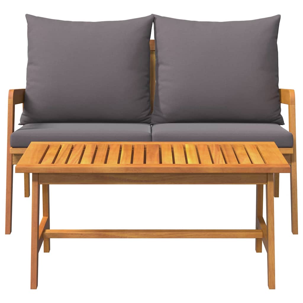 Bistro Set with Cushion 2 pcs Brown Solid Acacia wood