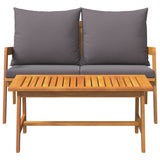 Bistro Set with Cushion 2 pcs Brown Solid Acacia wood