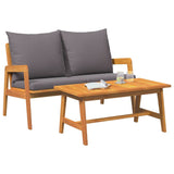 Bistro Set with Cushion 2 pcs Brown Solid Acacia wood