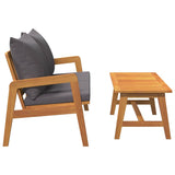 Bistro Set with Cushion 2 pcs Brown Solid Acacia wood