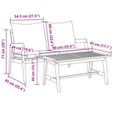 Bistro Set with Cushion 2 pcs Brown Solid Acacia wood