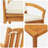 Bistro Set with Cushion 2 pcs Brown Solid Acacia wood