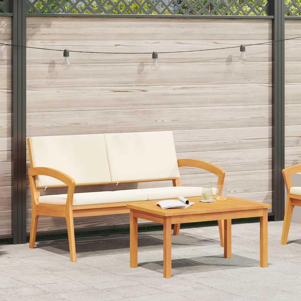 Bistro Set with Cushion 2 pcs Brown Solid Acacia wood