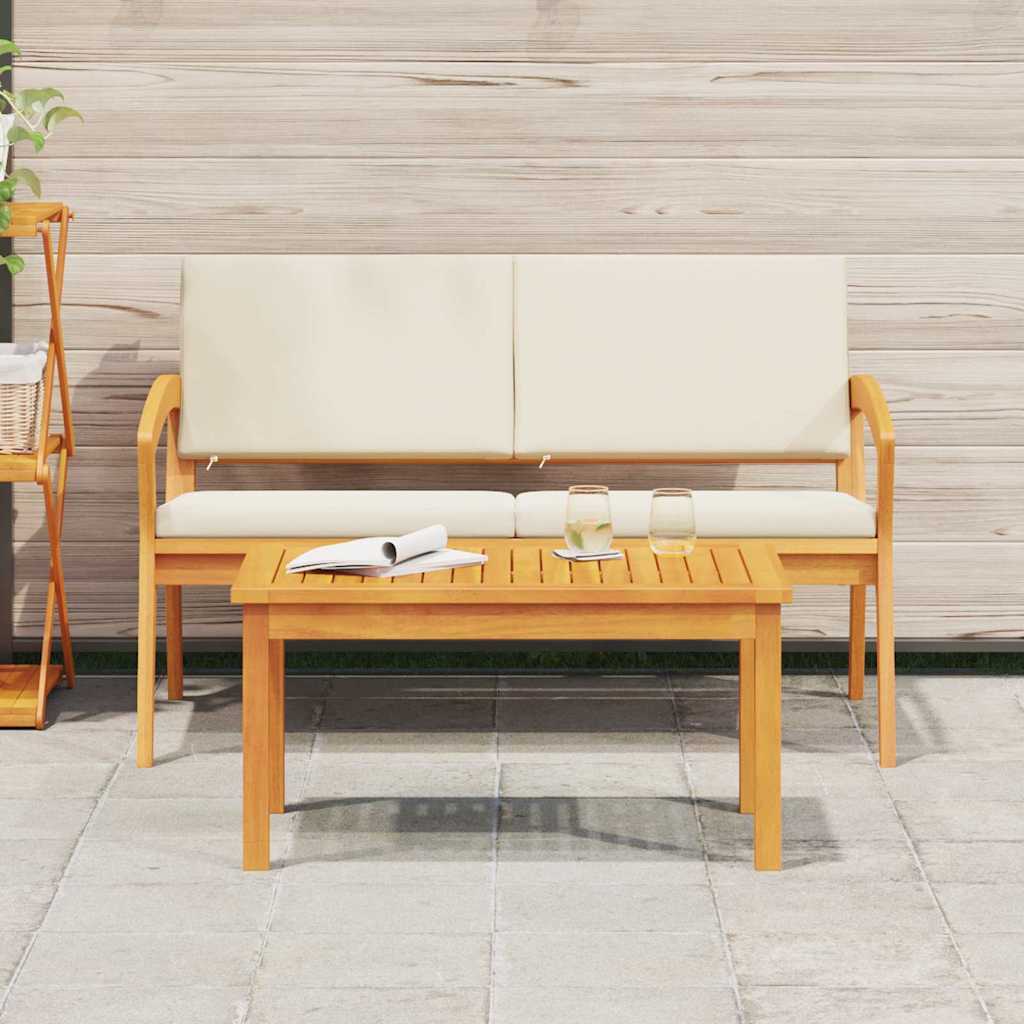 Bistro Set with Cushion 2 pcs Brown Solid Acacia wood
