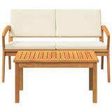 Bistro Set with Cushion 2 pcs Brown Solid Acacia wood