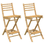 Outdoor Bar Stools with Footrests 2 pcs Foldable Bamboo