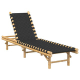 Sun Lounger with Black Woven Webbing 55x200x30 cm Bamboo