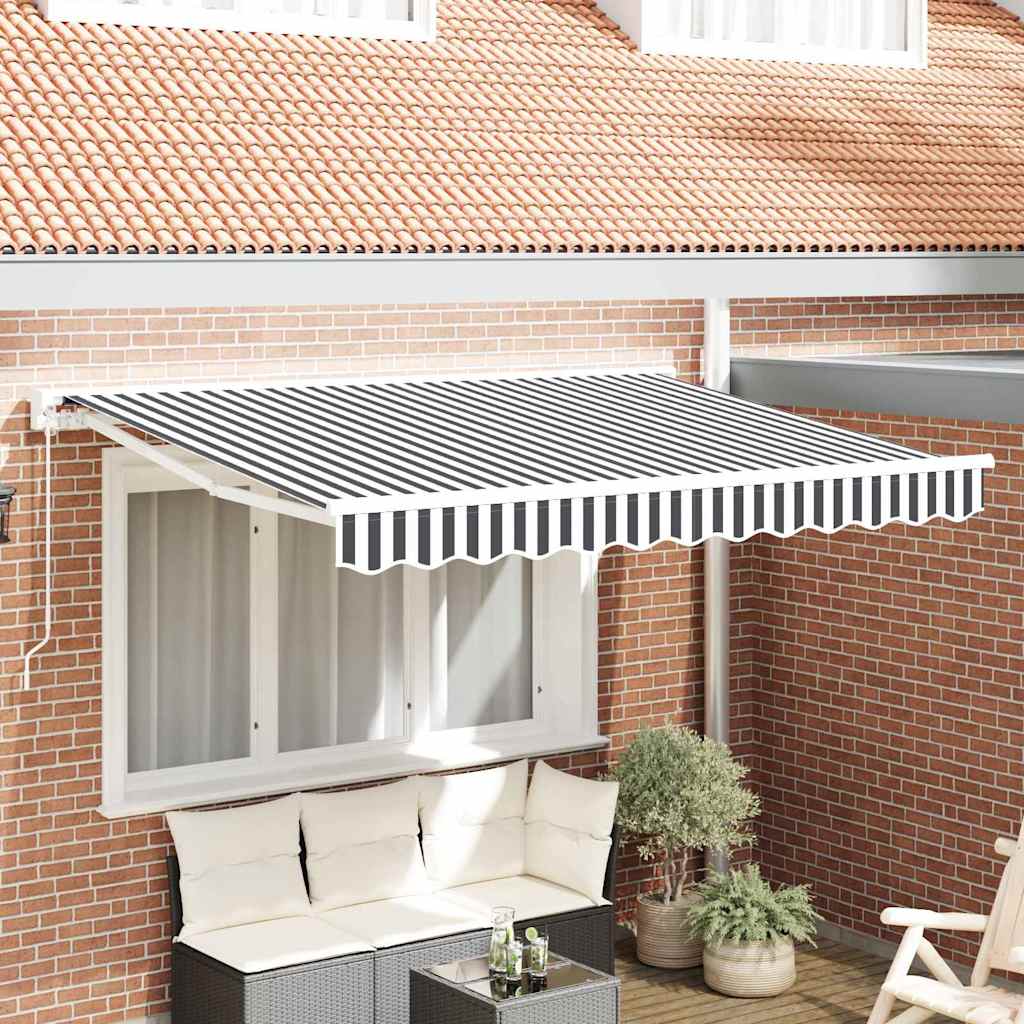 Retractable Awning Manual Anthracite and White 250 x 200 cm