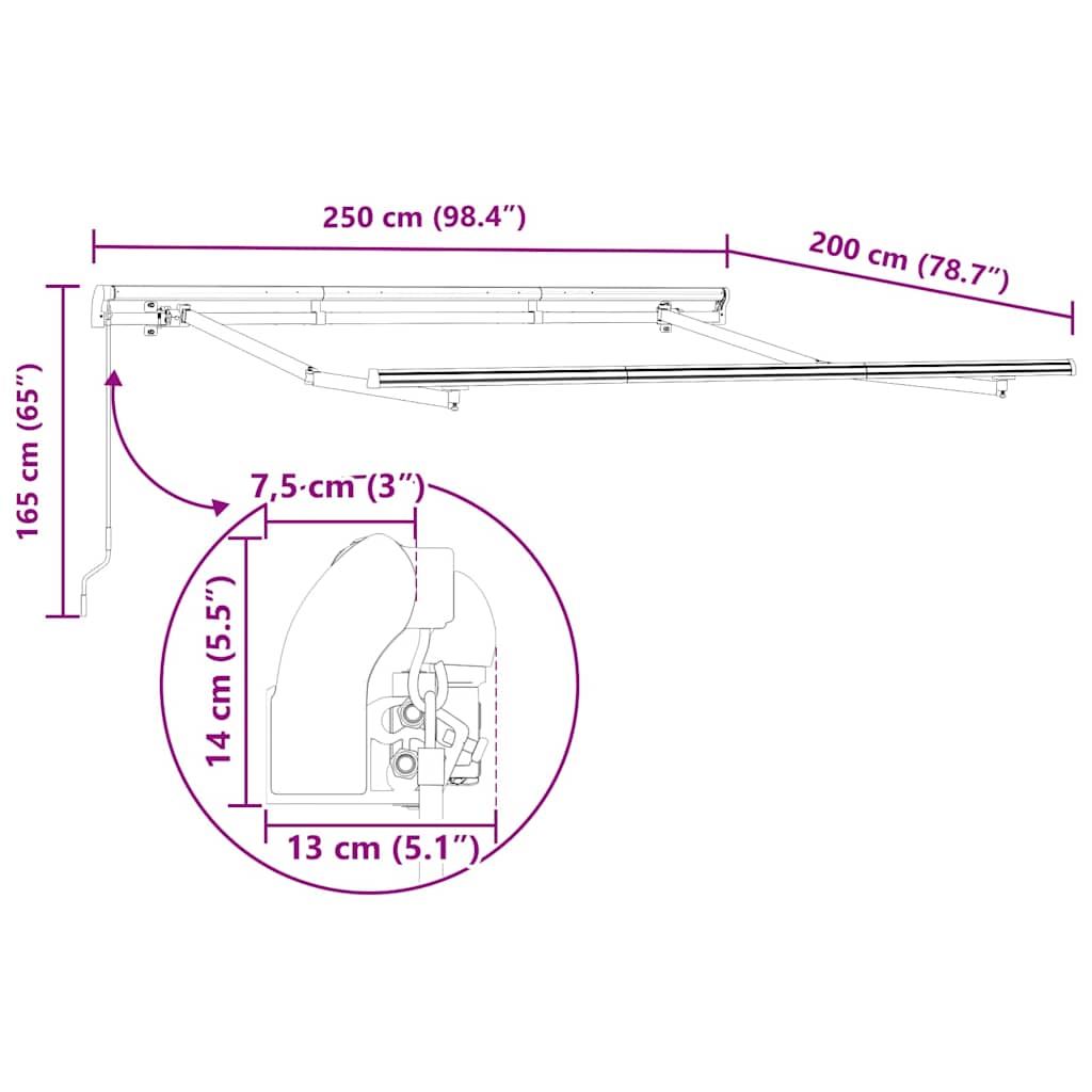 Retractable Awning Multicolour 250 x 200 cm