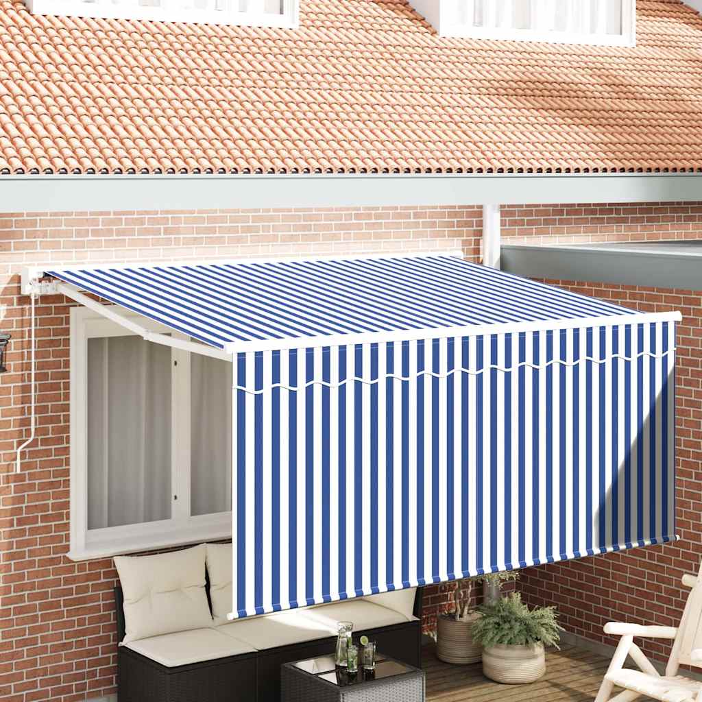 Retractable Awning Retractable Blue and White 300 x 200 cm