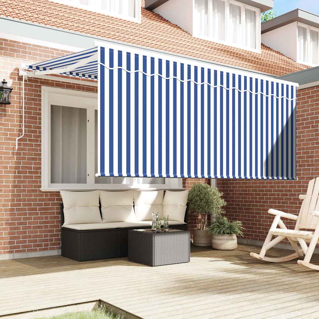 Retractable Awning Retractable Blue and White 300 x 200 cm