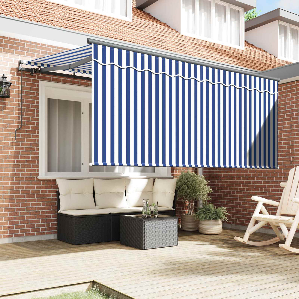 Retractable Awning Retractable Blue and White 300 x 200 cm