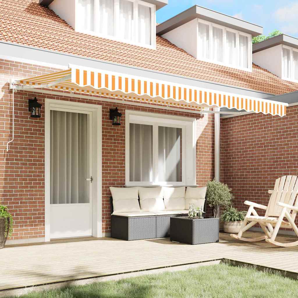 Retractable Awning Manual Yellow and White 350 x 200 cm