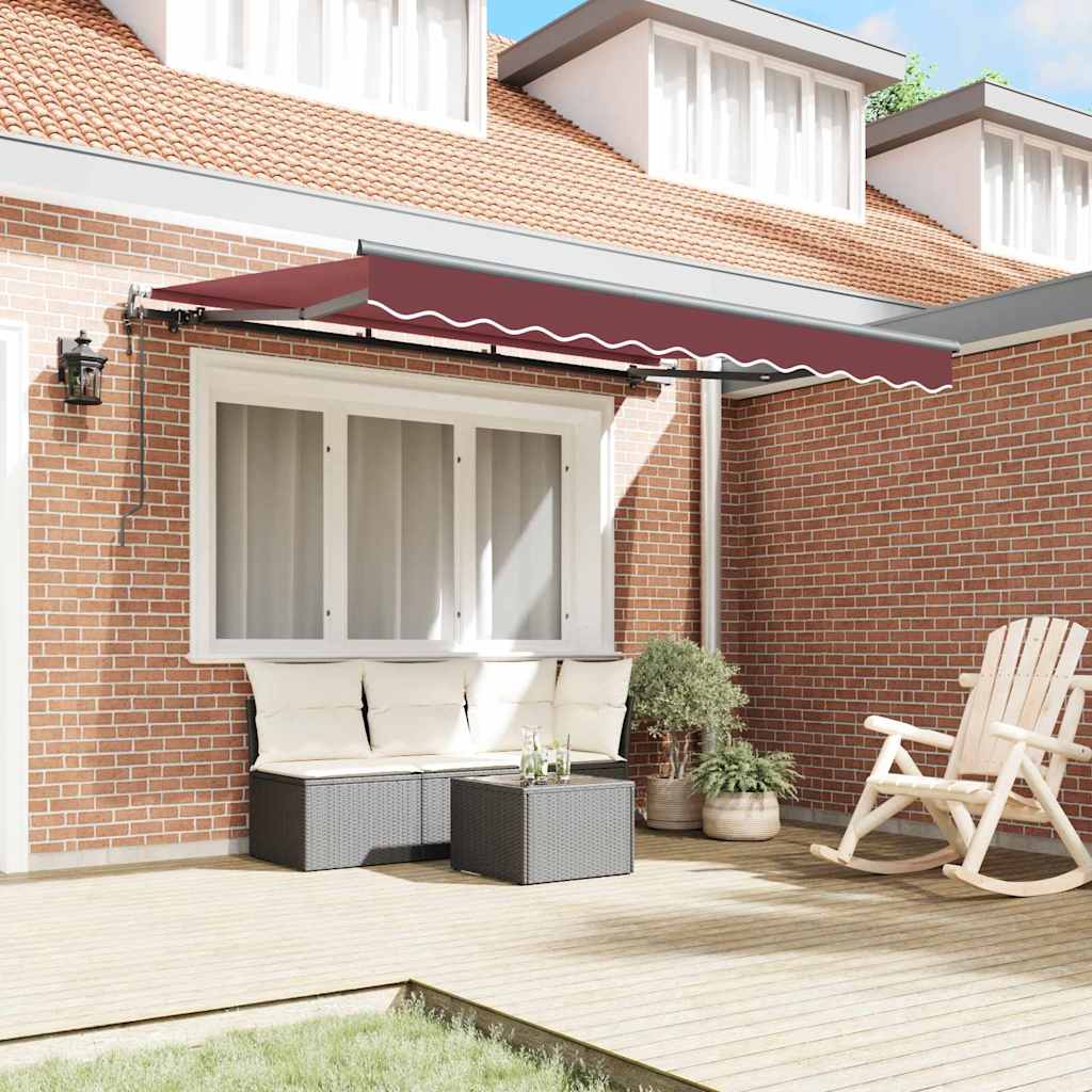 Retractable Awning Burgundy 350 x 200 cm Polyester, Aluminium