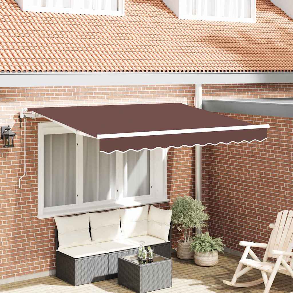 Retractable Awning Brown 350 x 200 cm Polyester, Aluminium