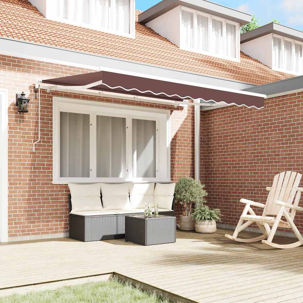 Retractable Awning Brown 350 x 200 cm Polyester, Aluminium