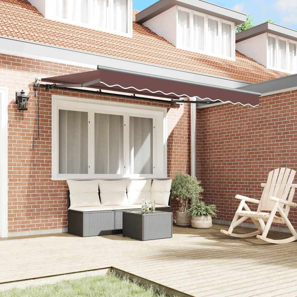 Retractable Awning Brown 350 x 200 cm Polyester, Aluminium