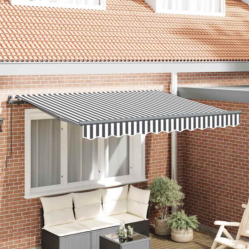Retractable Awning Anthracite and White 350 x 200 cm