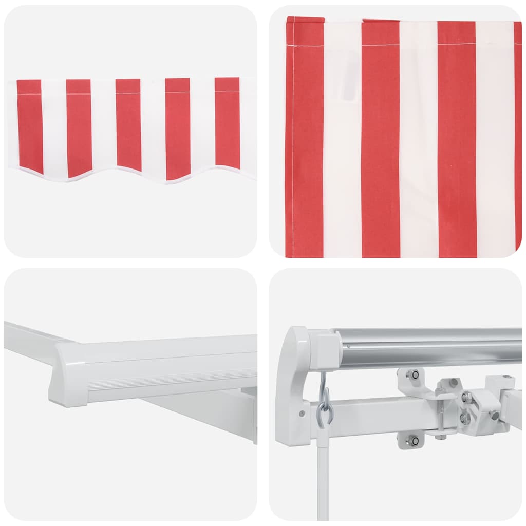 Retractable Awning Red, White 350 x 200 cm Polyester, Aluminium