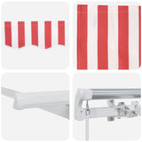 Retractable Awning Red, White 350 x 200 cm Polyester, Aluminium