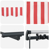Retractable Awning Red, White 350 x 200 cm Polyester, Aluminium