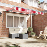 Retractable Awning Red, White 350 x 200 cm Polyester, Aluminium