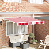 Retractable Awning Red, White 350 x 200 cm Polyester, Aluminium