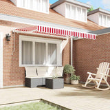 Retractable Awning Red, White 350 x 200 cm Polyester, Aluminium
