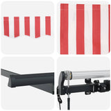 Retractable Awning Red, White 350 x 200 cm Polyester, Aluminium