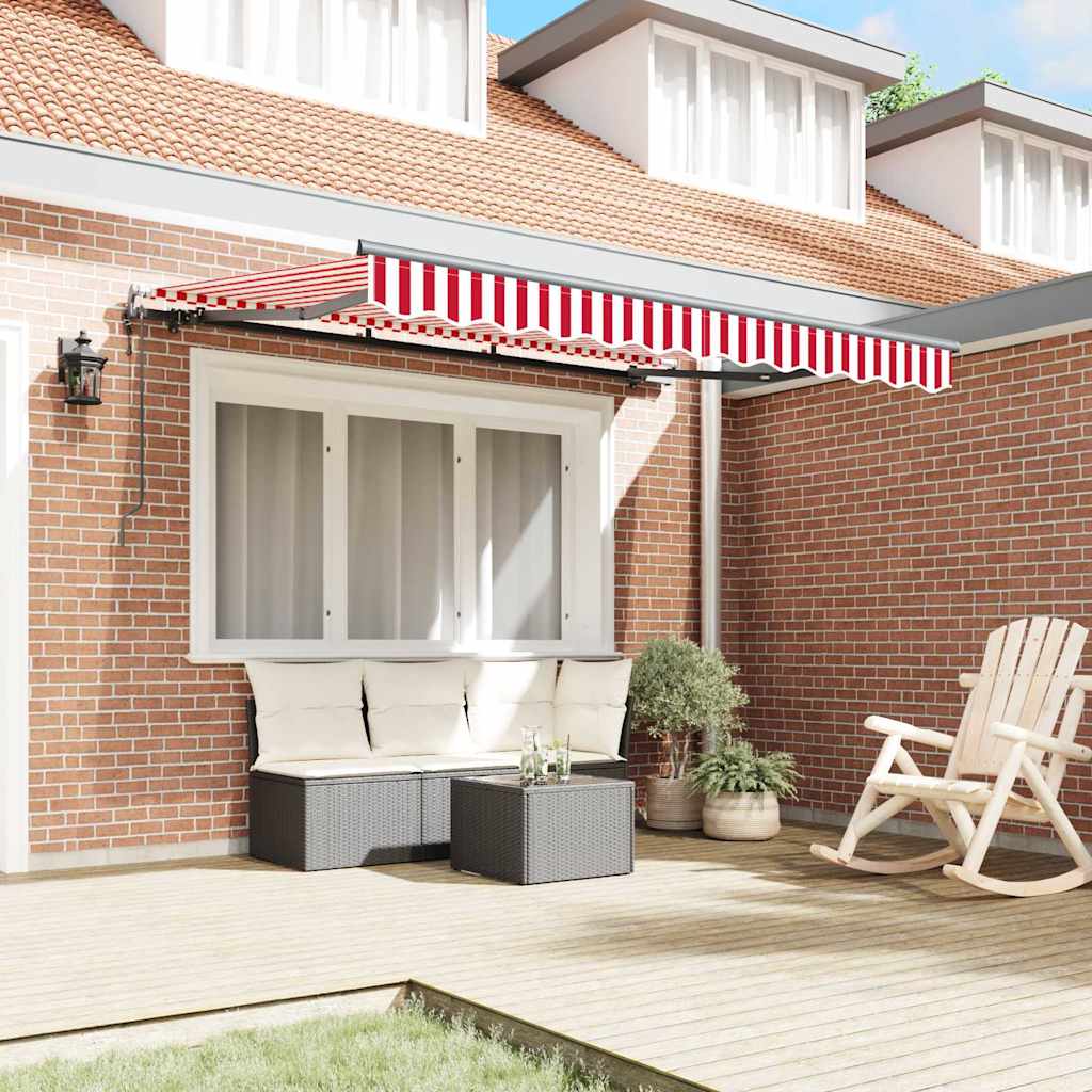 Retractable Awning Red, White 350 x 200 cm Polyester, Aluminium