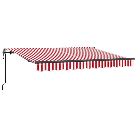 Retractable Awning Red, White 350 x 200 cm Polyester, Aluminium
