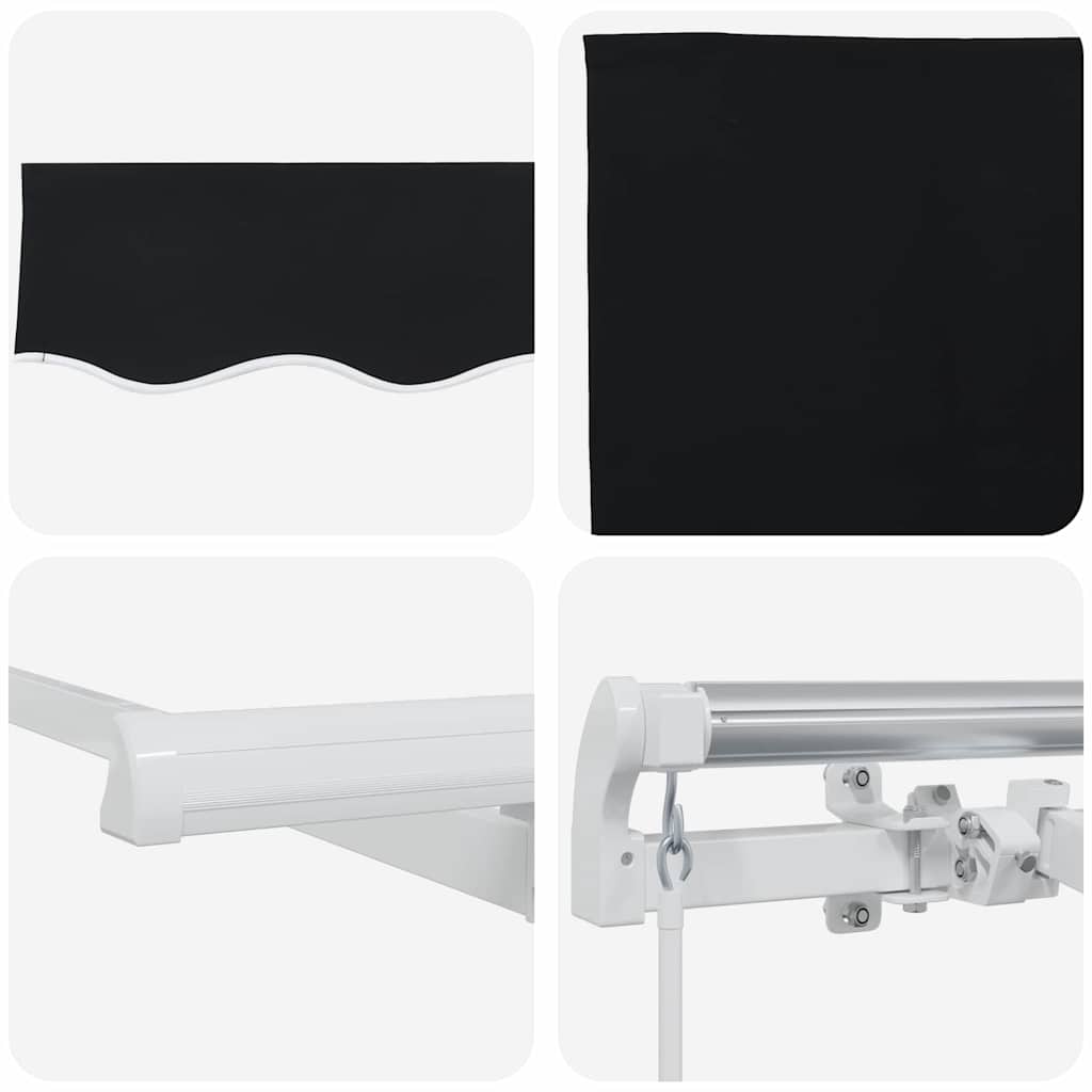 Retractable Awning Black 350 x 200 cm Polyester, Aluminium