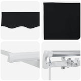Retractable Awning Black 350 x 200 cm Polyester, Aluminium