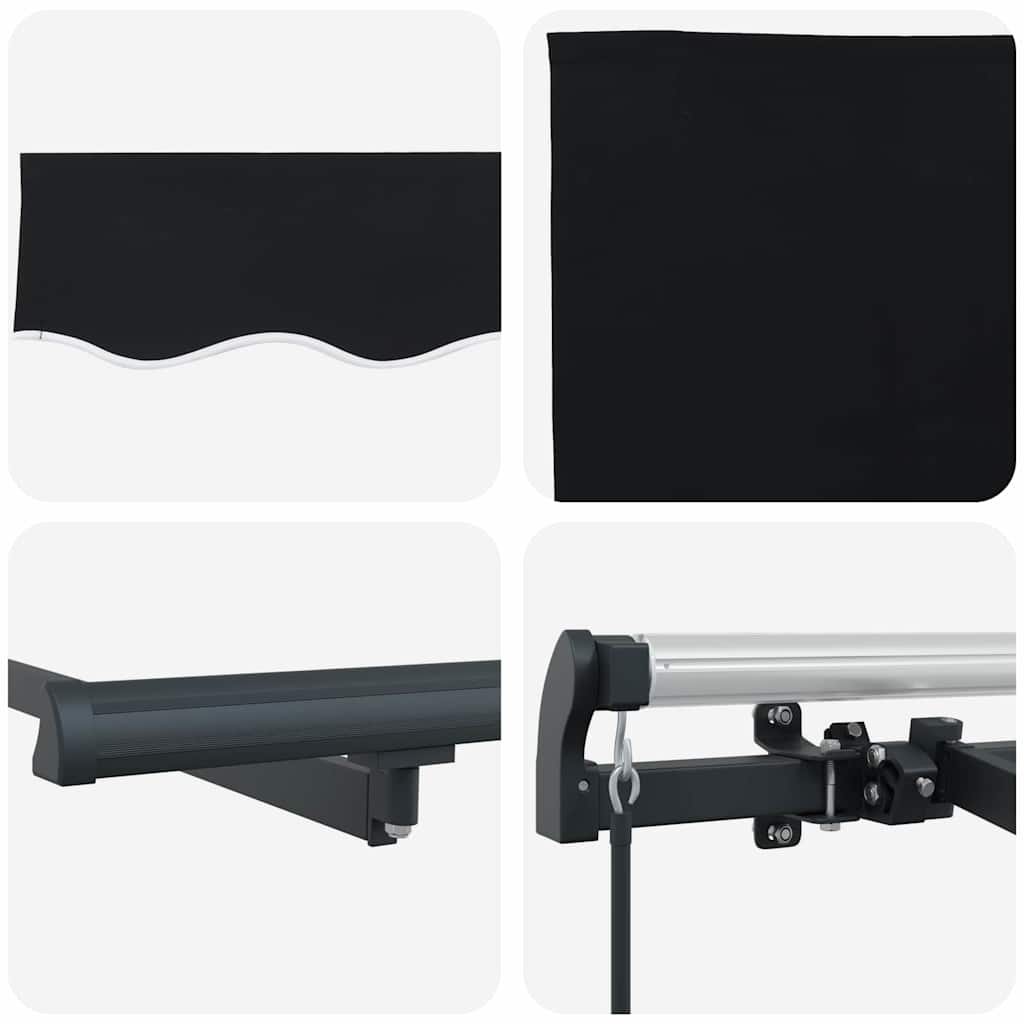 Retractable Awning Black 350 x 200 cm Polyester, Aluminium
