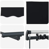 Retractable Awning Black 350 x 200 cm Polyester, Aluminium