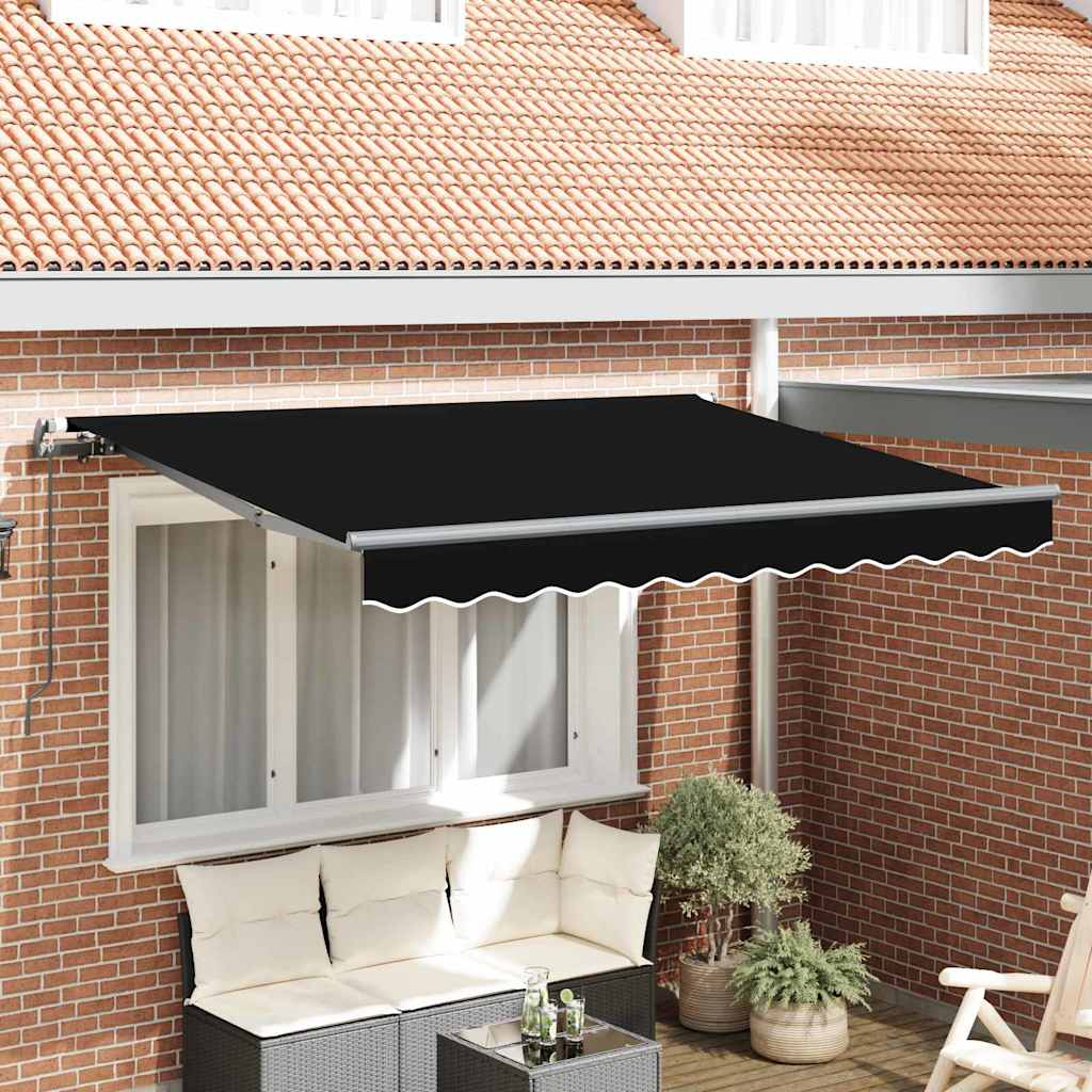 Retractable Awning Black 350 x 200 cm Polyester, Aluminium