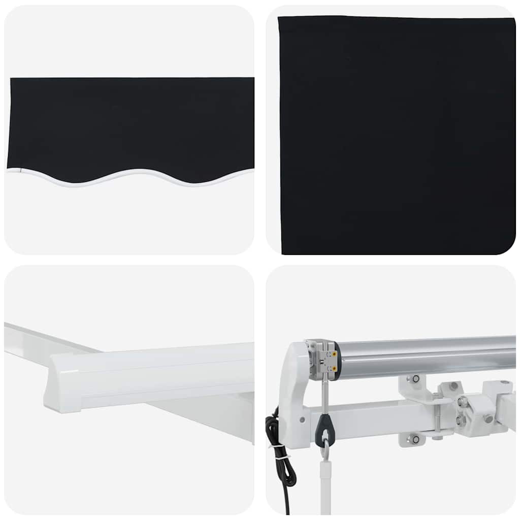 Retractable Awning Black 350 x 200 cm Polyester, Aluminium