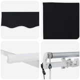 Retractable Awning Black 350 x 200 cm Polyester, Aluminium