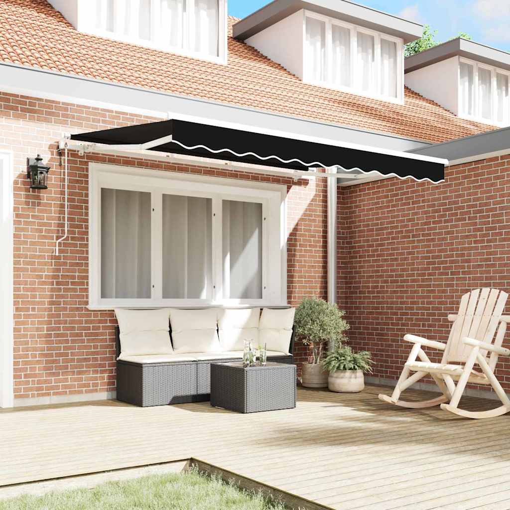 Retractable Awning Black 350 x 200 cm Polyester, Aluminium