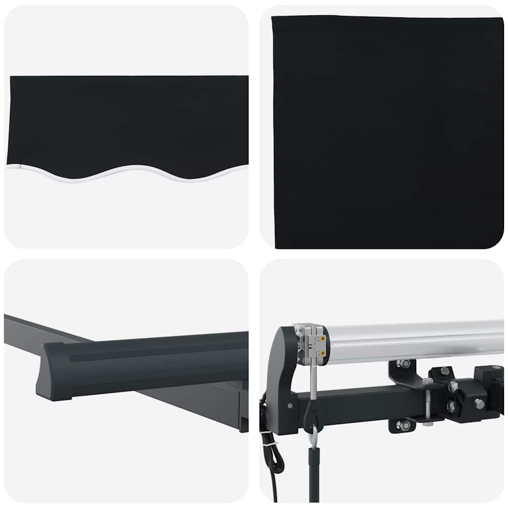 Retractable Awning Black 350 x 200 cm Polyester, Aluminium