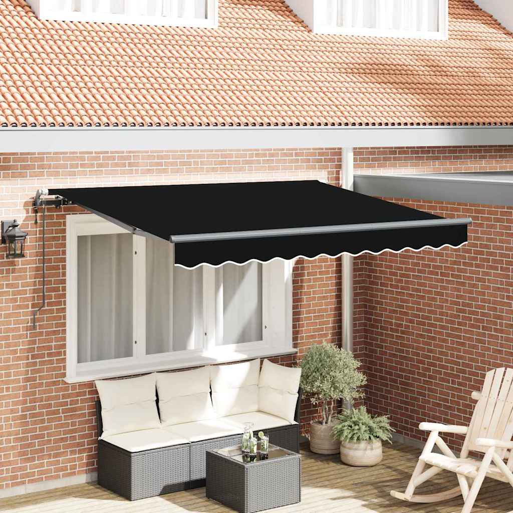 Retractable Awning Black 350 x 200 cm Polyester, Aluminium