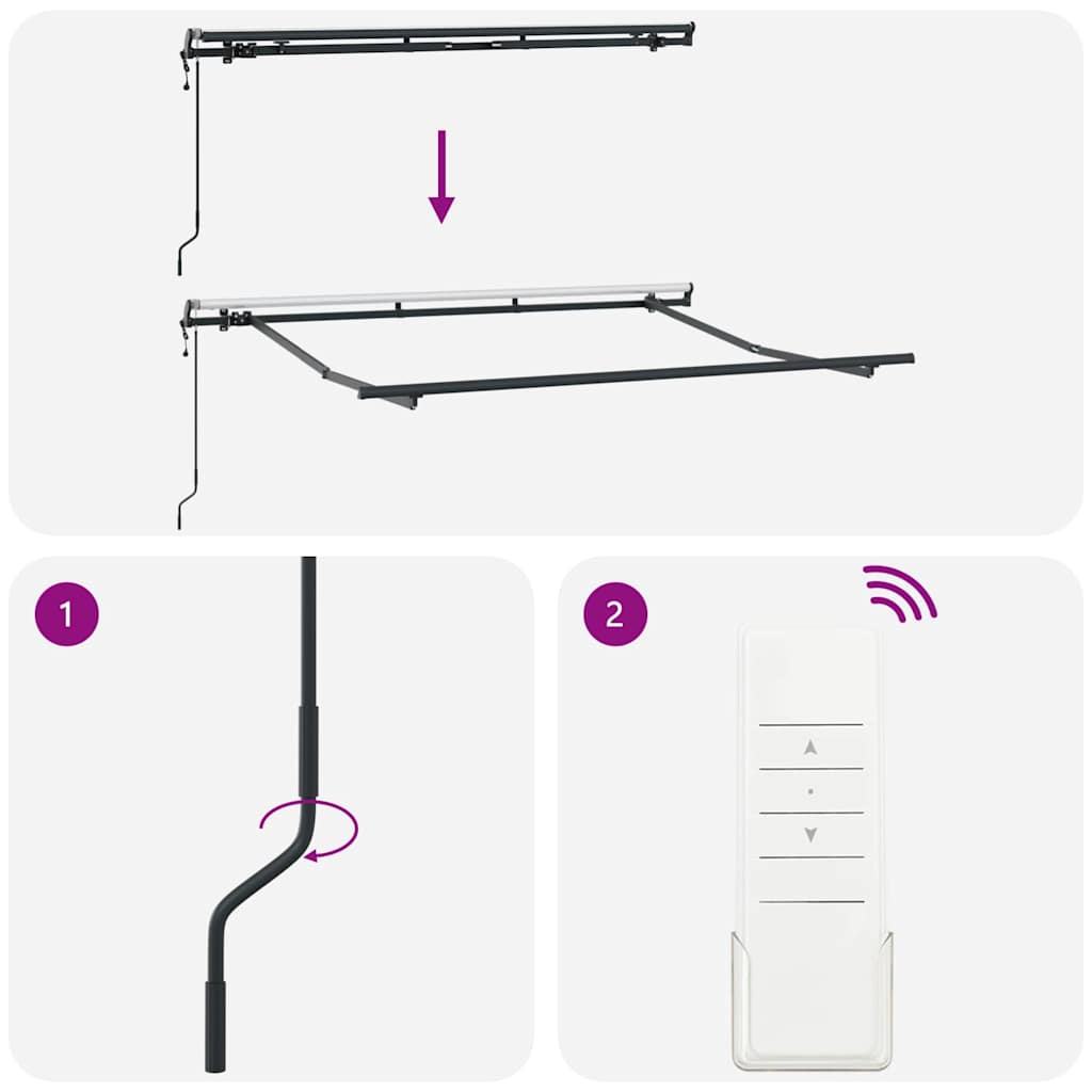 Retractable Awning Black 350 x 200 cm Polyester, Aluminium